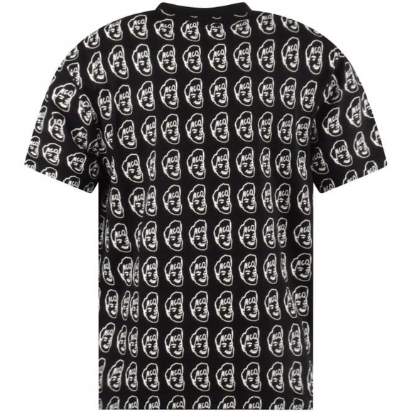 MCQ SWALLOW Black White Face Print T-Shirt S